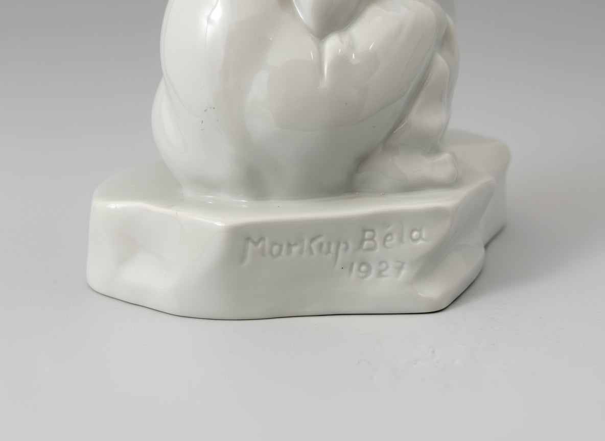 Herend Porcelain Polar Bear Figurine – Model 5367, Design by Béla Markup, Hungary (8.5 × 7.5 cm)