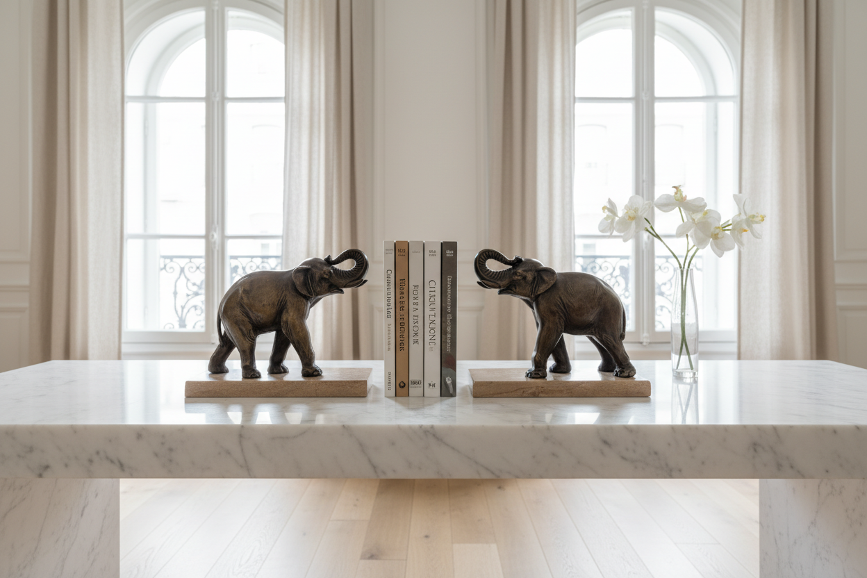 Bronze Elephant Bookends — Parisian Interior Lifestyle