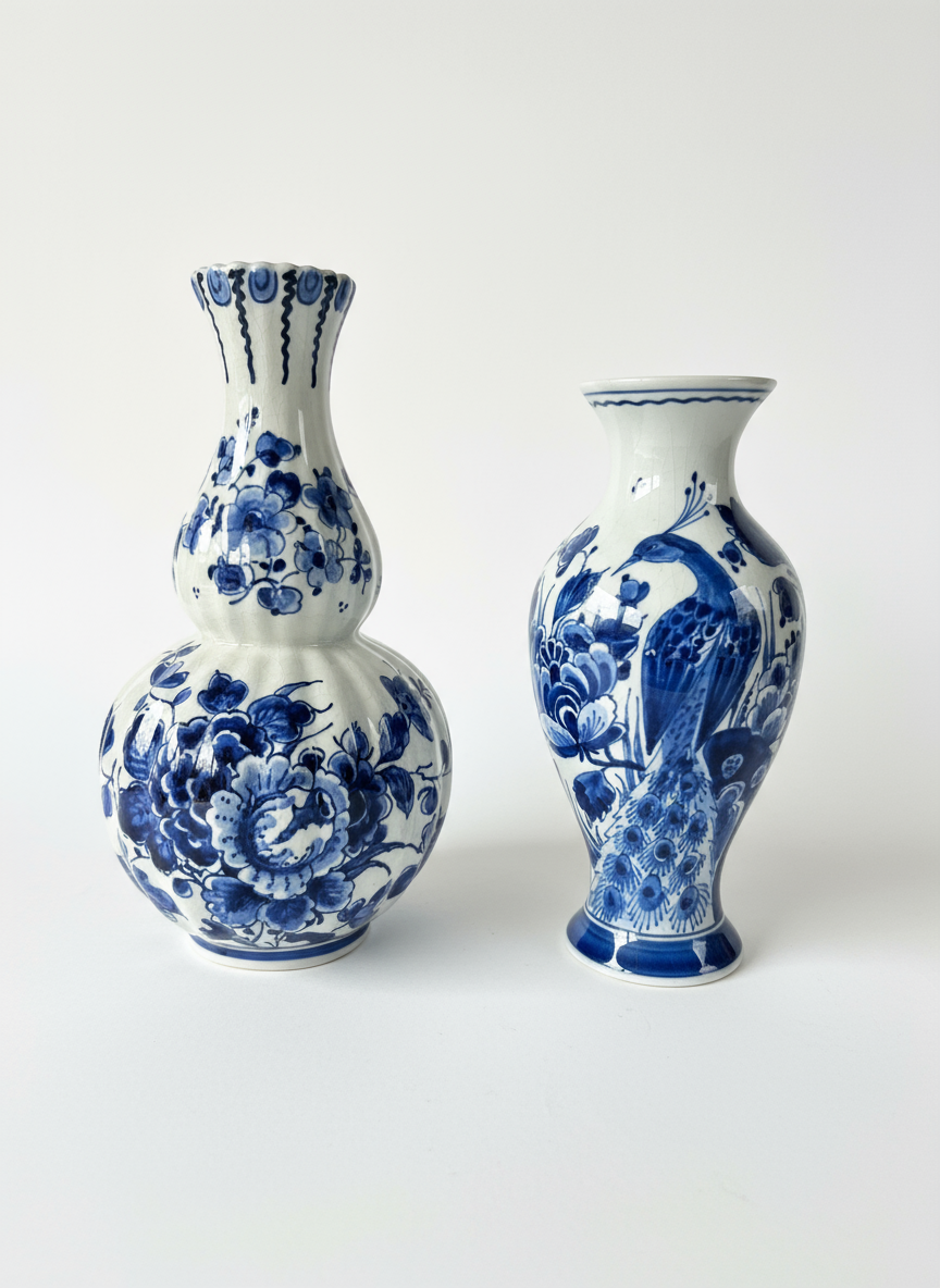 Delft vases with white background