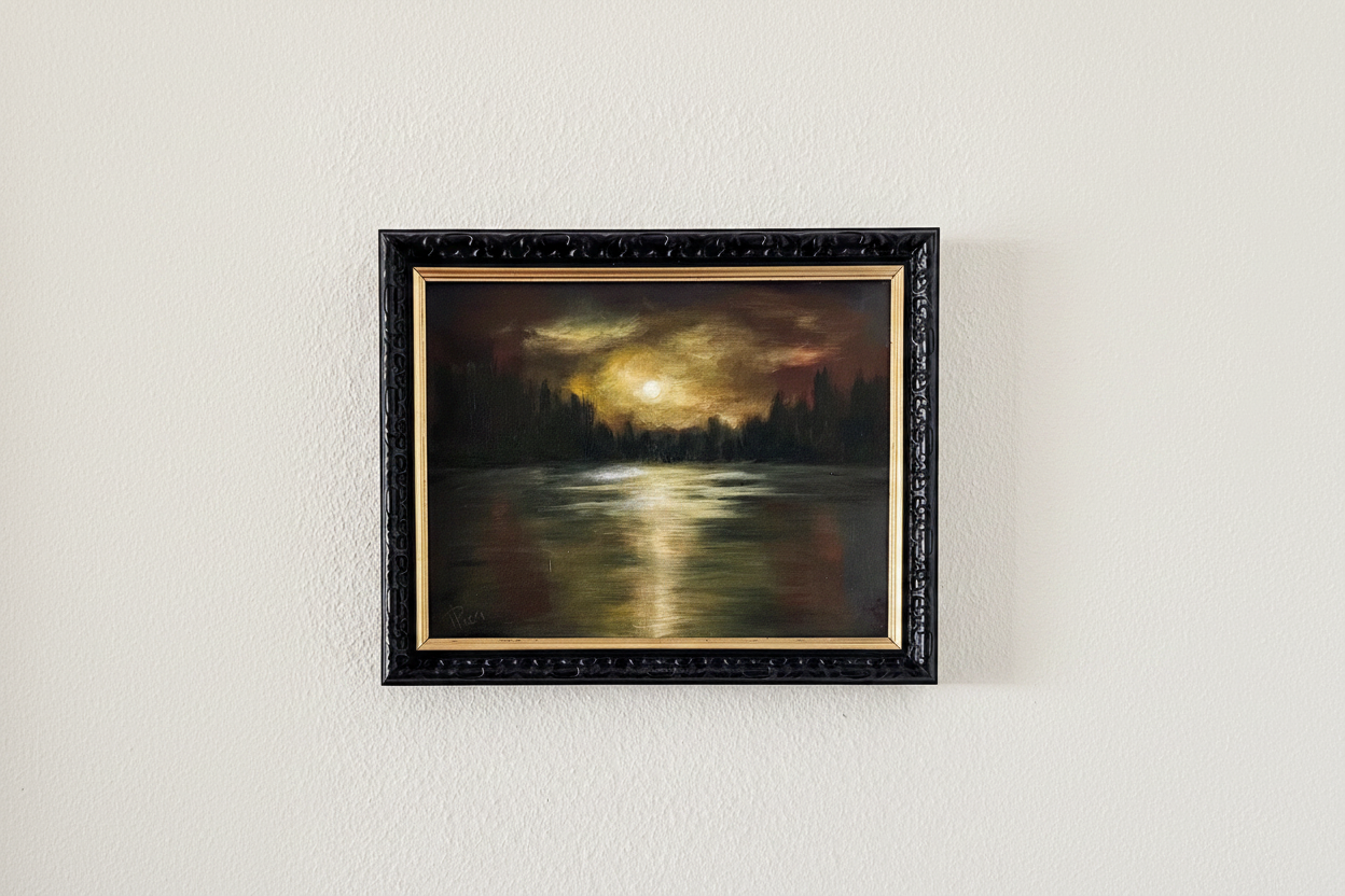 Moonlight — full framed painting on neutral background