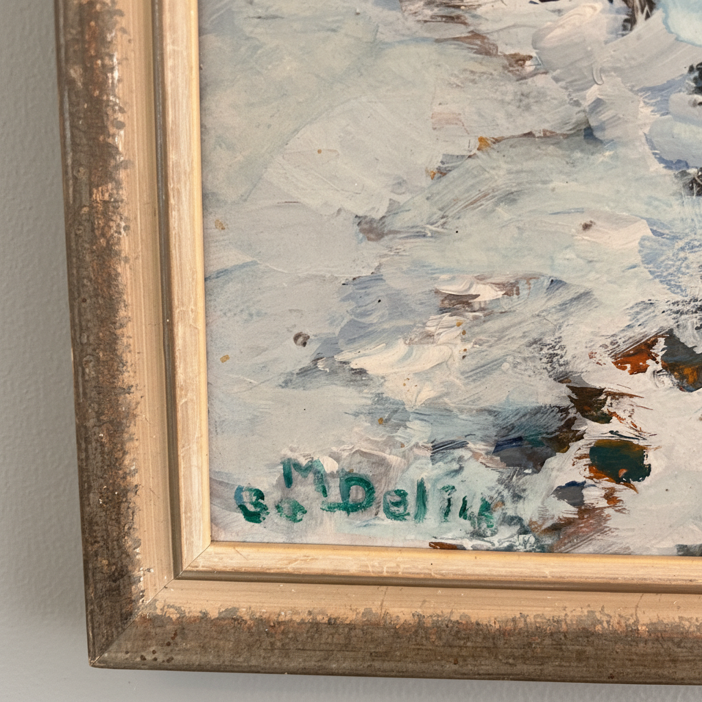 Signature close-up, neutral grey background