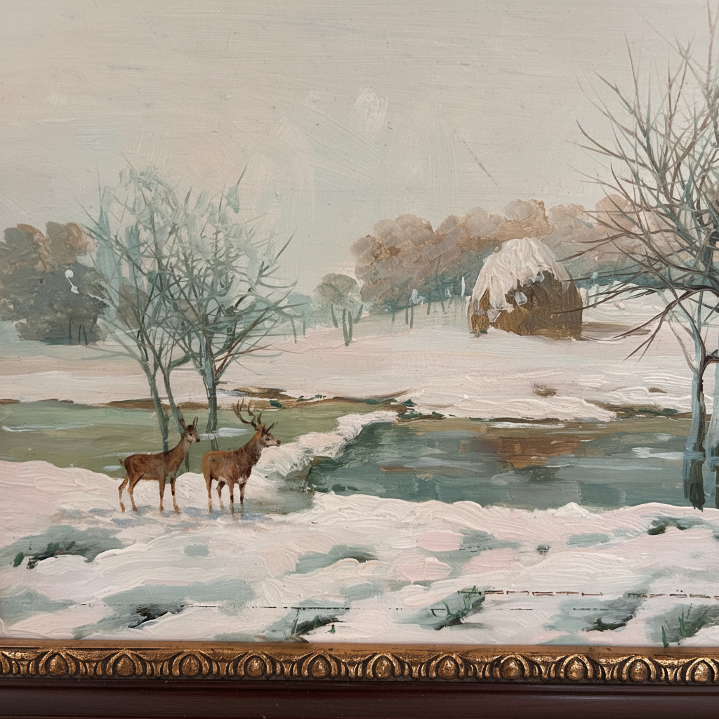 Canvas close-up with frame, neutral grey background