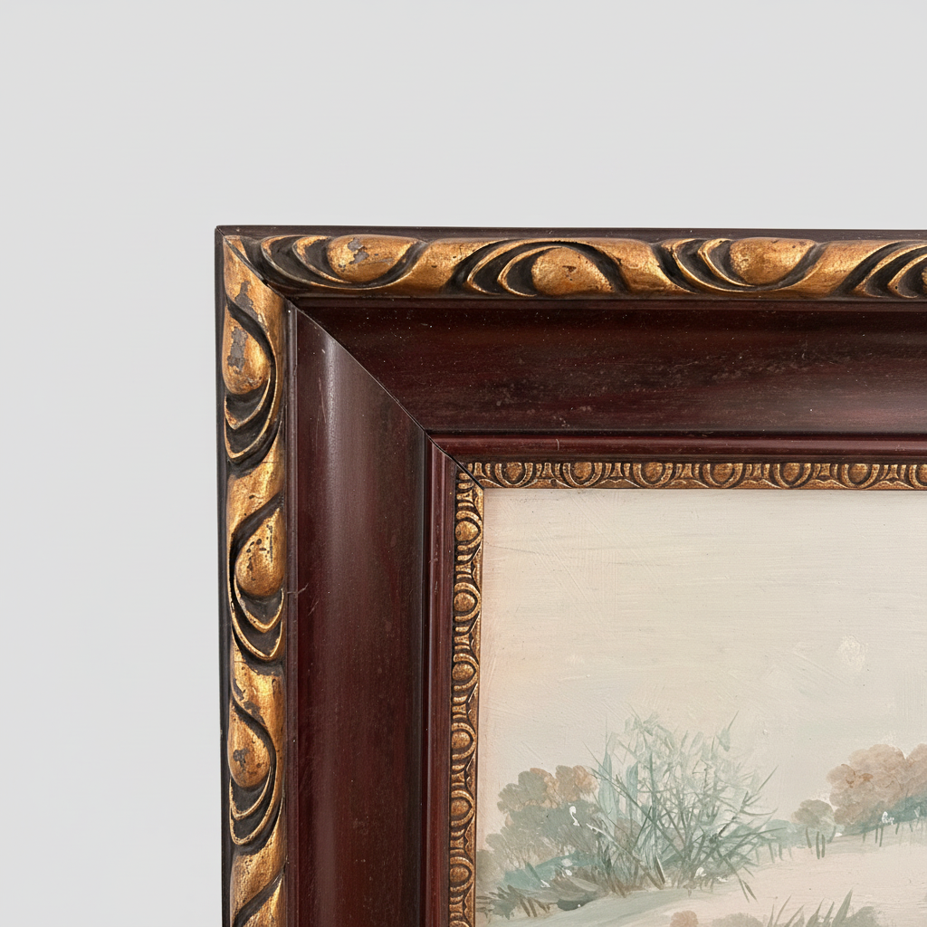 Frame corner detail, neutral grey background