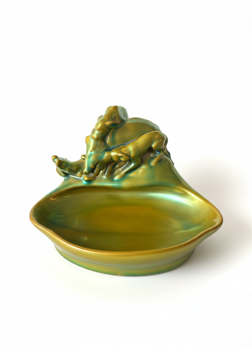 Zsolnay Hunting Scene Dish - Image 1